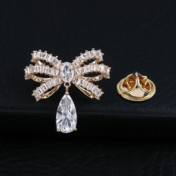 New Arrival Cubic Zirconia Bowknot Brooches For Women