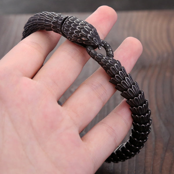 Pulsera de serpiente vikinga de acero inoxidable estilo punk vintage para hombres y mujeres