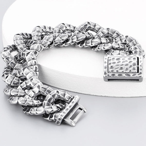 Pulsera de cadena de eslabones con cuerpo de serpiente de acero inoxidable para hombre