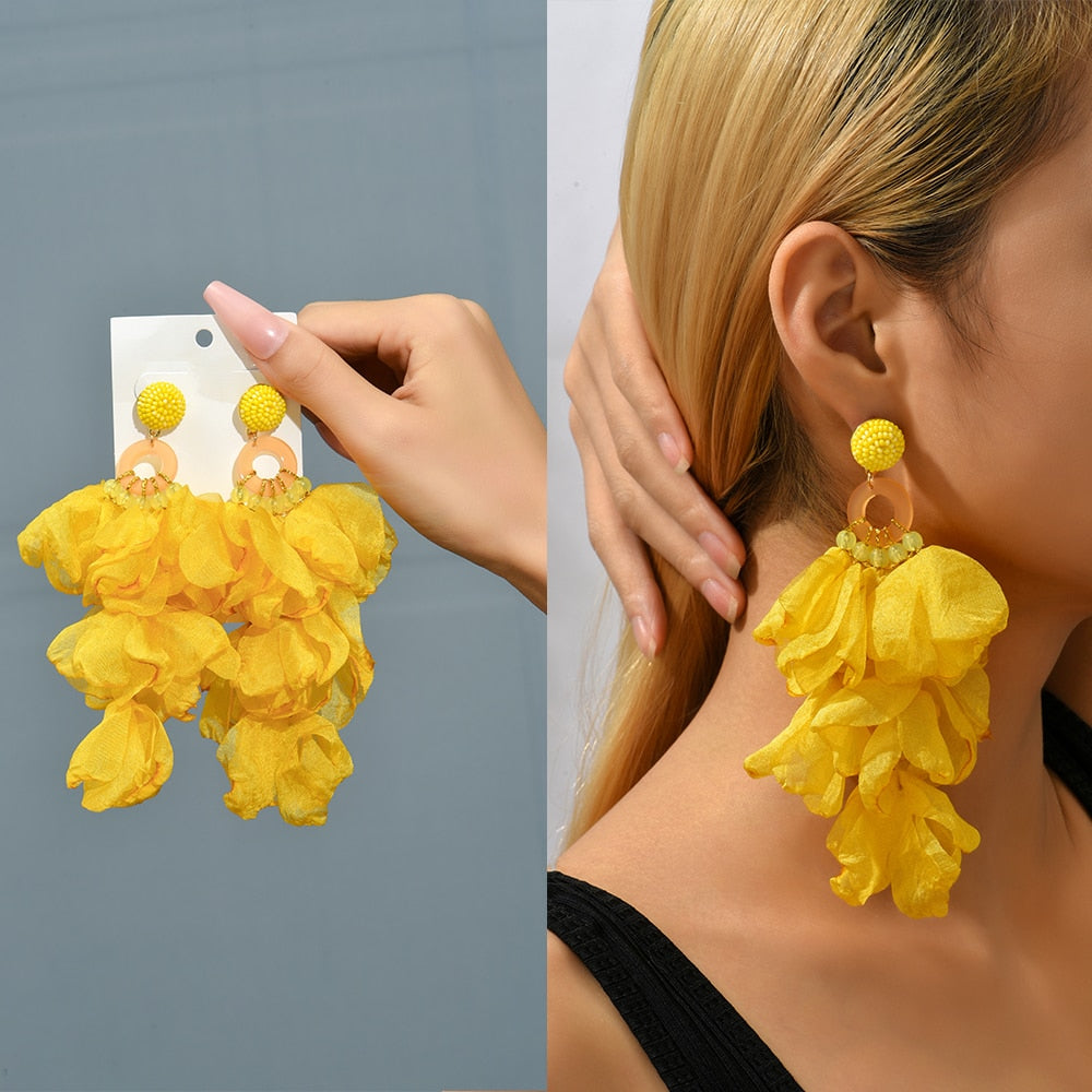 Flower Big Hanging Dangle Earrings For Women