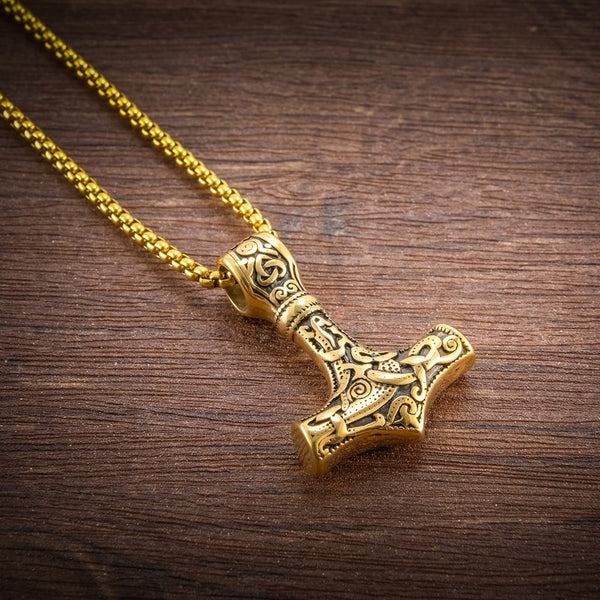 Collar con colgante de martillo de Thor vikingo nórdico