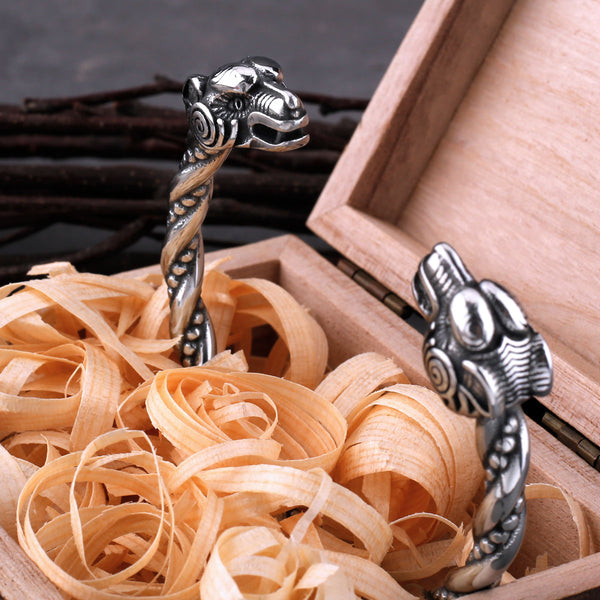 Pulsera de acero inoxidable con cabeza de cabra vikinga para hombre, correa de joyería, regalo Valknut