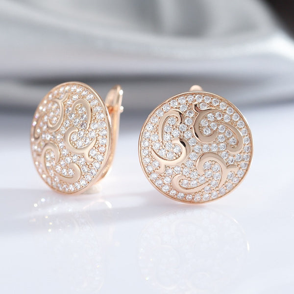 Pendientes redondos de lujo con circonitas brillantes para mujer