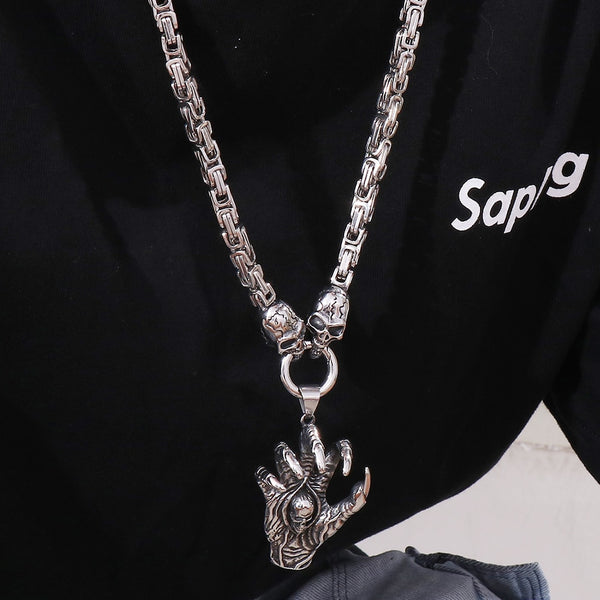 Collares colgantes con esqueleto de cabeza de calavera para hombre