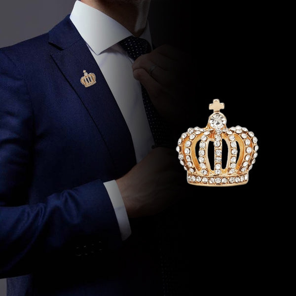 High-end Small Crown Brooch Metal Crystal Lapel Pins and Brooches
