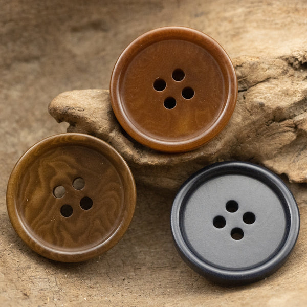 Retro Round Eco Buttons Brown Toffee Corozo Shell Buttons