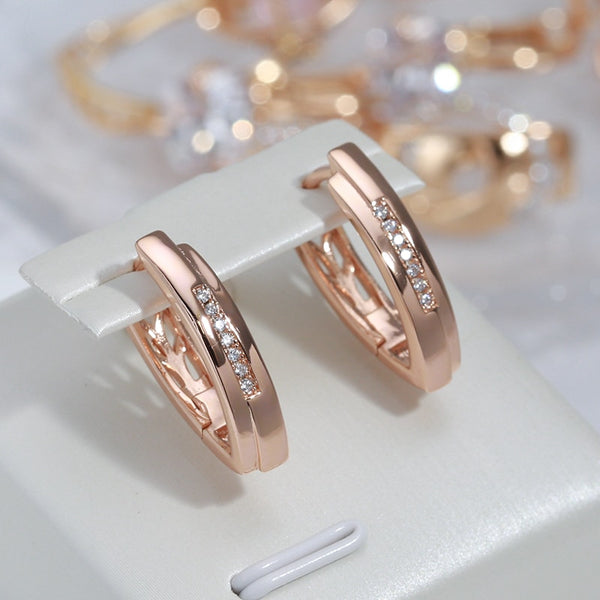 Pendientes de aro minimalistas de circonita geométrica con pliegues anchos para mujer