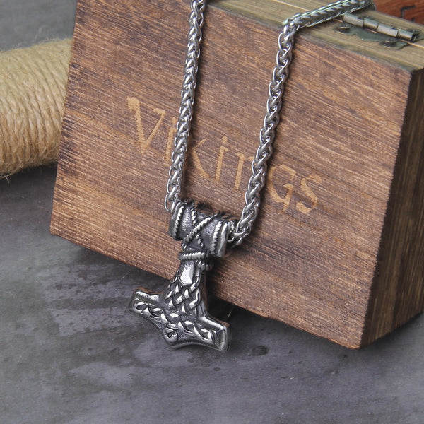 Collar con colgante de martillo de Thor, Mjolnir, vikingo, nórdico escandinavo, vikingo