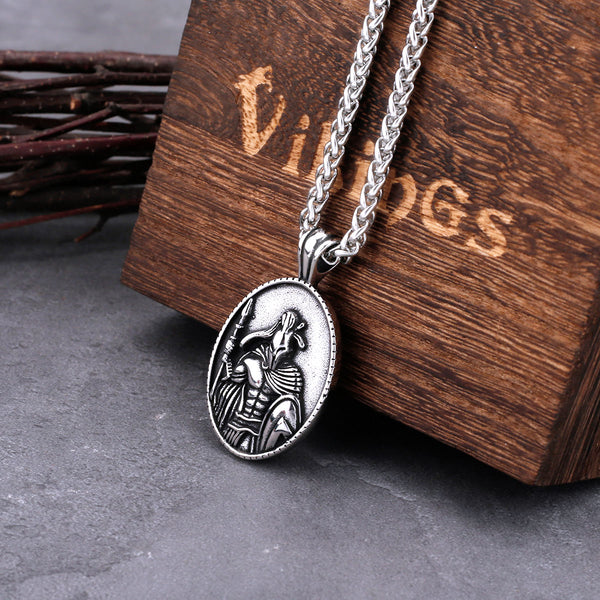 Collar con colgante de acero vikingo nórdico para hombre, estilo hip hop, estilo espartano y rock.