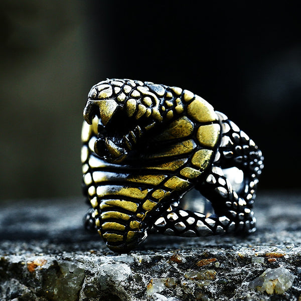 Nuevo anillo vintage de cobra de acero inoxidable 316L para hombres y mujeres.