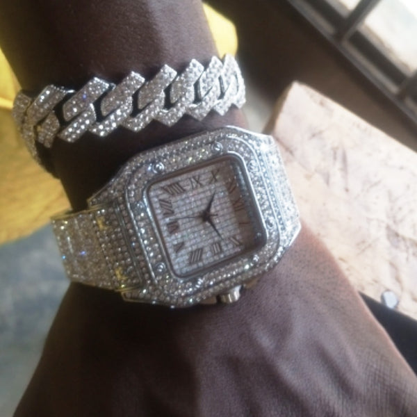 Hip Hop Square Men Watches Top Business Brand Iced Out Quartz Roman AAA Watch