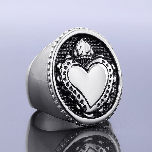 Anillos de moda con forma de corazón y corona para hombres y mujeres