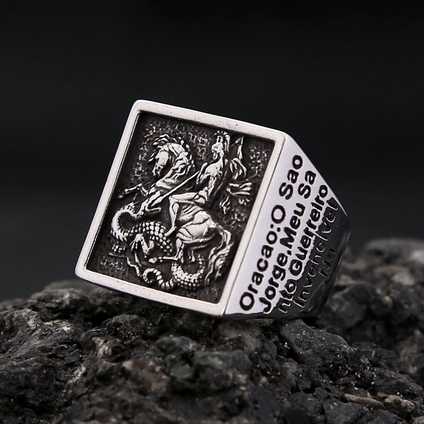 Nuevo anillo de sello de paladín vintage de acero inoxidable, estilo punk, motociclista, soldado romano y caballero.