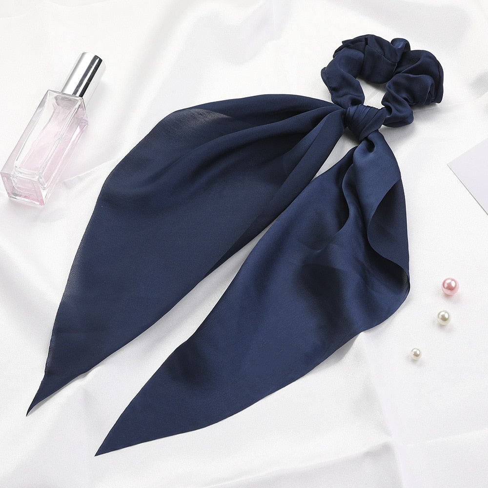Fashion Solid Color Scrunchies Long Hair Rope Korean Hair Ties for Women