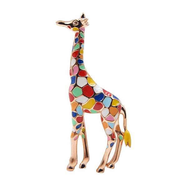 Enamel Giraffe Brooches for Women Cute Animal Pin Fashion Jewelry Gold Color Gift