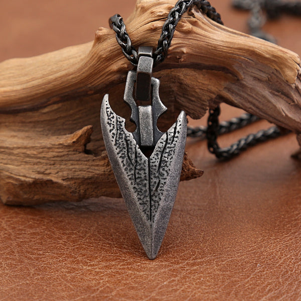 Collar con colgante de punta de flecha vintage para hombre, estilo punk, de acero inoxidable, estilo vikingo, amuleto de moda, joyería, regalo, envío directo