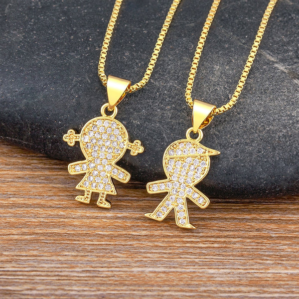 Colgante moderno de cobre y circonita para niños y niñas para mujer