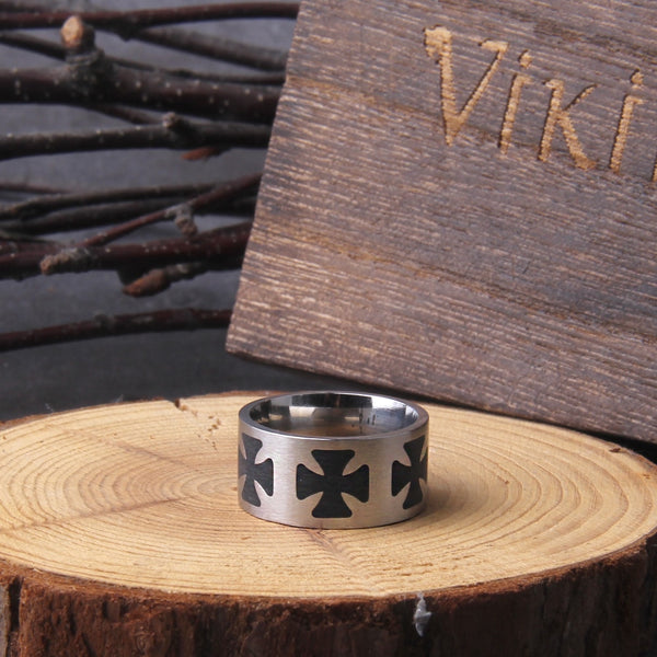 Anillo de compromiso de acero inoxidable con cruz de Jesús sobrenatural para hombre y mujer
