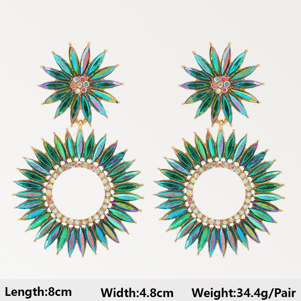 Modern Fashion Green Series Big Dangle Earrings For Women