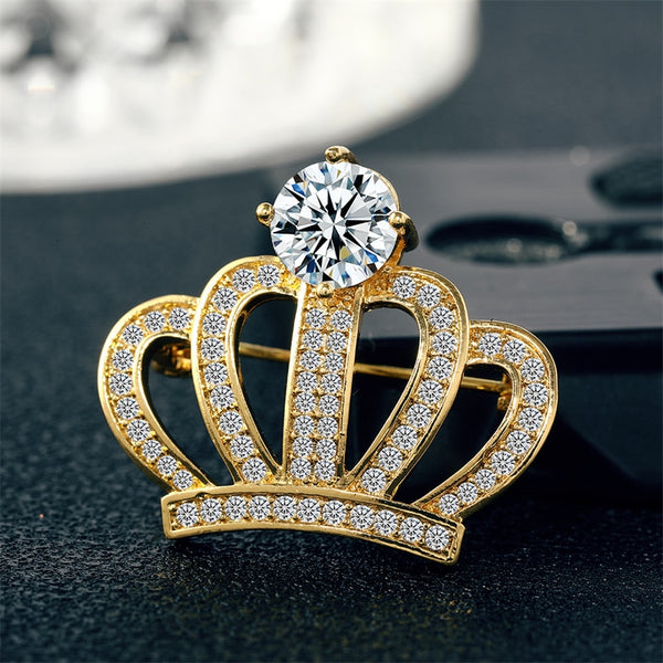 New Elegant Accessories Niche High-grade Zircon Crown Brooch