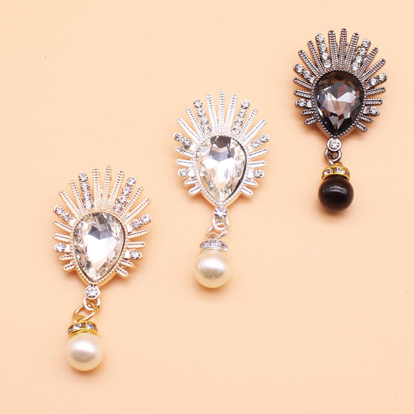 New 2Pcs/Lot 26*55mm Water Drop Alloy Rhinestone Pin Pendant DIY