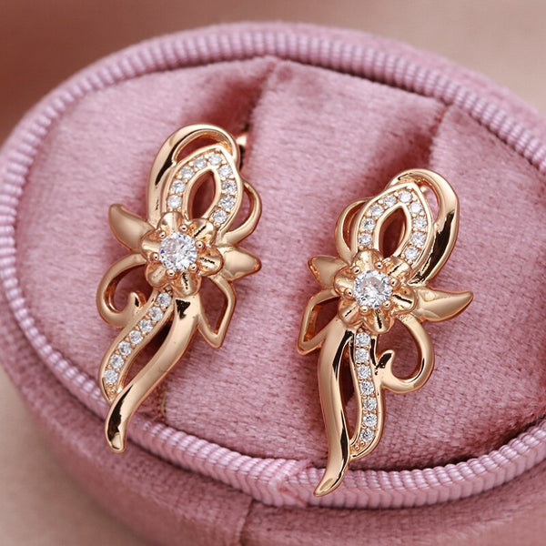 Pendientes de clip de oro rosa 585
