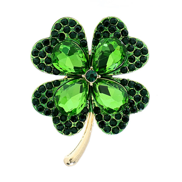 Rhinestone Clover Brooches For Women