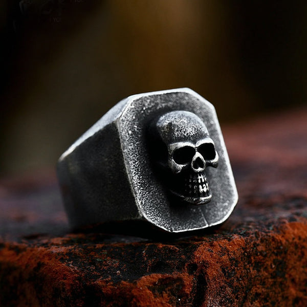 Anillos vintage de calavera negra de acero inoxidable 316L para hombres y mujeres