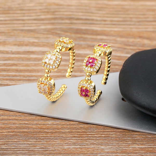 Anillo ajustable abierto de lujo para mujer