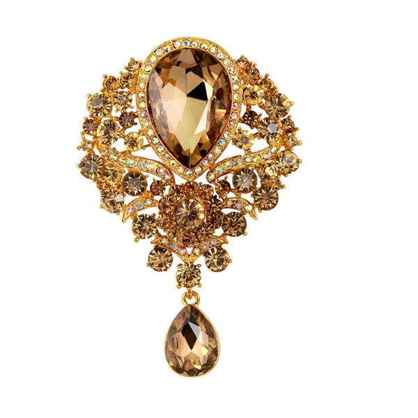 Large Crystal Water-drop Brooches for Women