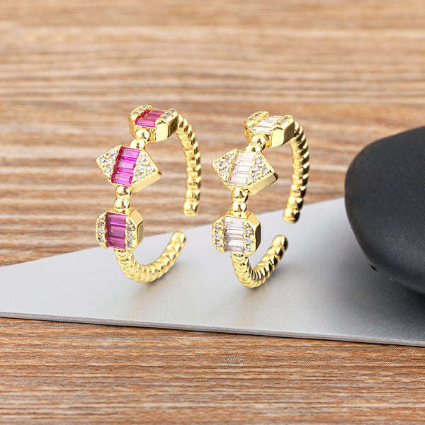Anillos de circonita de lujo ligeros de 5 colores para mujer