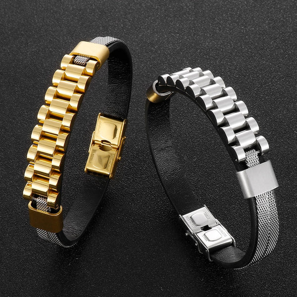 Pulsera estilo correa de reloj de 10 mm de ancho para hombre