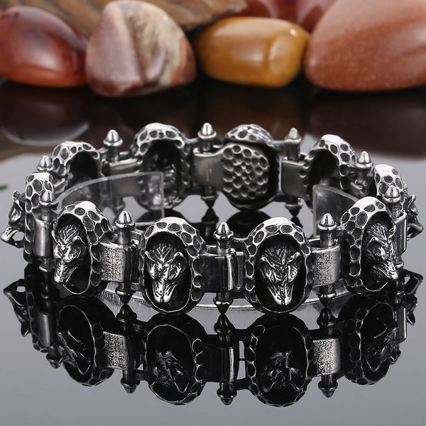 Pulsera con cabeza de lobo para hombre