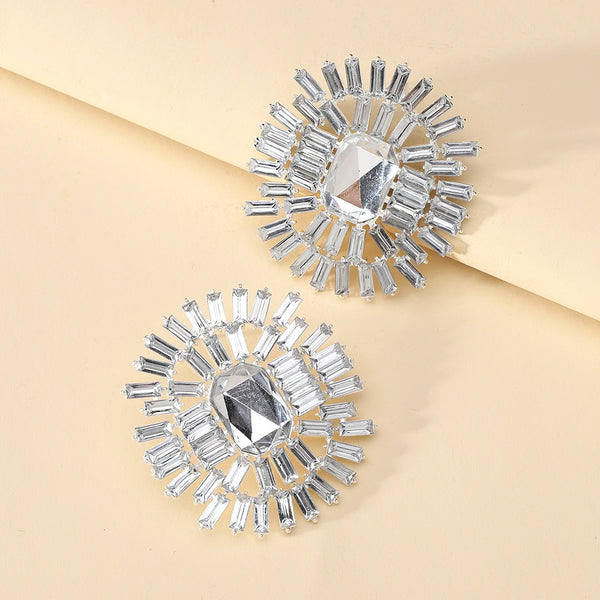 Pendientes grandes de resina hueca de metal redondo de marca de lujo para mujer