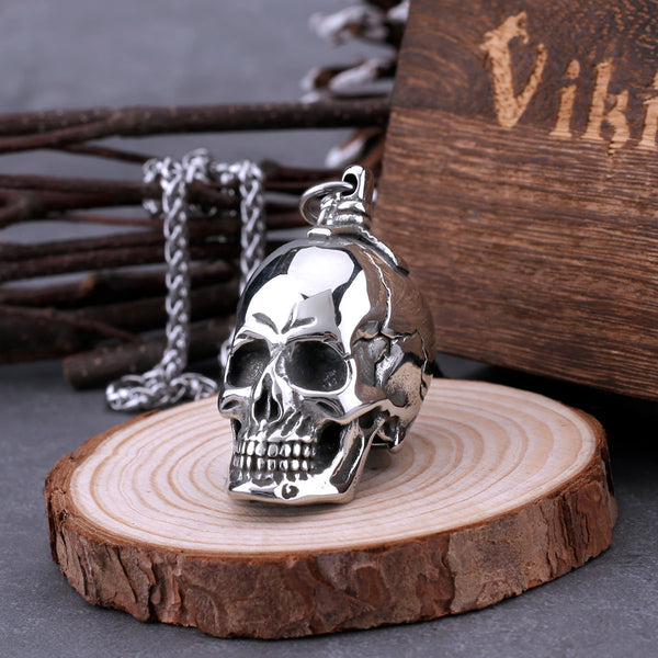 Collar de calavera grande de acero inoxidable 316L para hombre