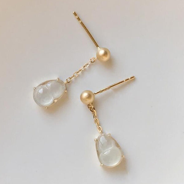 Pendientes de calabaza de calcedonia natural con diseño creativo