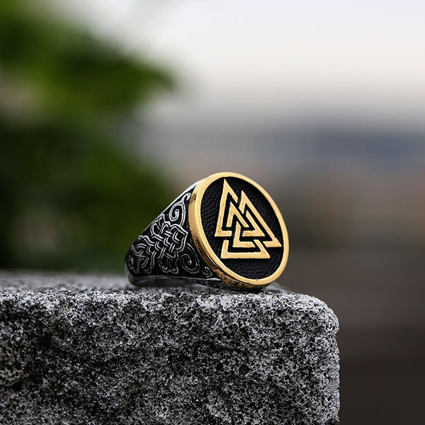 Anillo vikingo Valknut de acero inoxidable vintage creativo para hombre