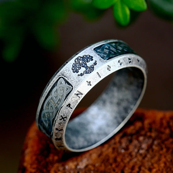 Nuevo anillo vikingo vintage de acero inoxidable 316L con diseño de árbol de la vida para hombres y mujeres.