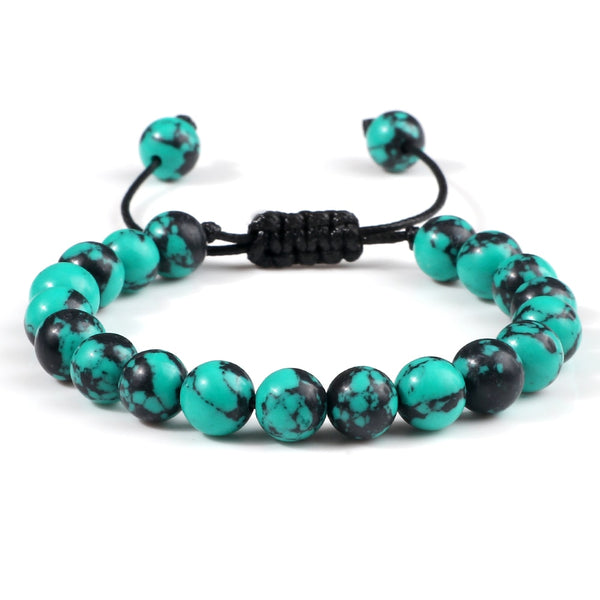 Pulseras ajustables de cuerda trenzada con piedra de pino azul para mujeres y hombres