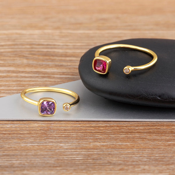 Anillos clásicos de apertura ajustable chapados en oro de 7 colores para mujer