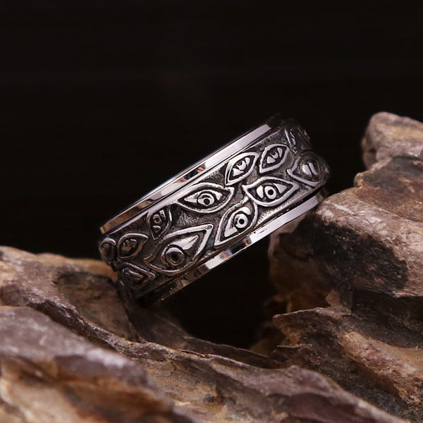 Anillos vintage de acero inoxidable 316L con diseño de ojos de demonio para hombres y mujeres