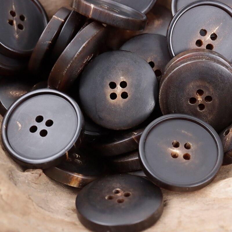 6pcs Matte Small Rim Suit Buttons Black Dark Brown Natural Real Horn Buttons