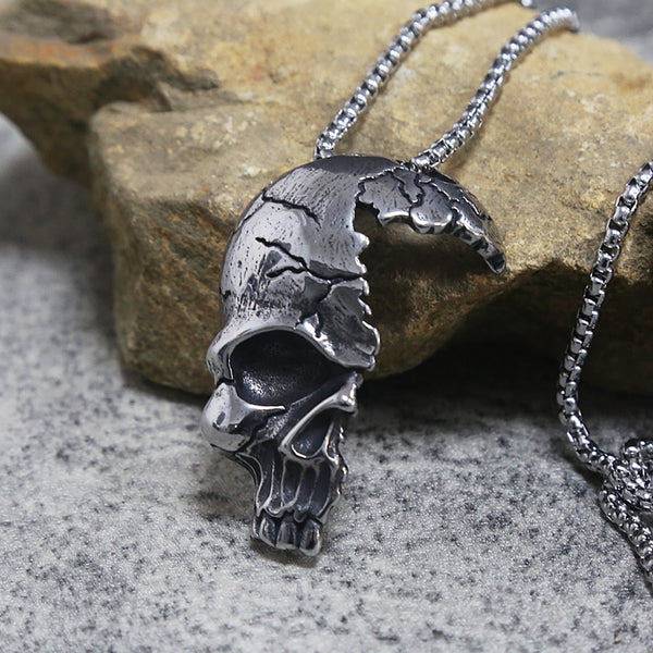 Collar con colgante de calavera estilo hip hop para hombre, estilo punk y motero, de acero inoxidable, estilo antiguo y vintage.
