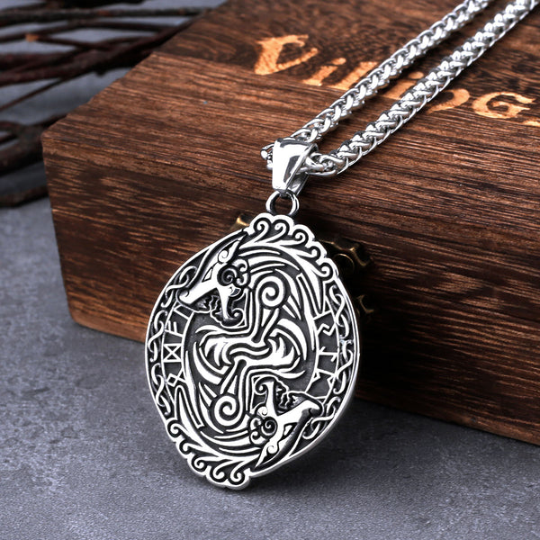Collar de acero inoxidable con runas de dragón vikingo para hombre, amuleto nórdico de Odín, colgante de moda.