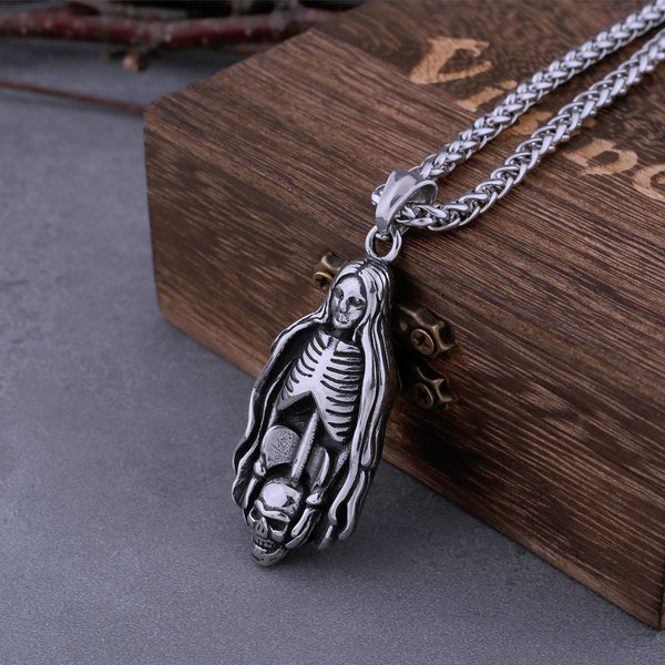 Collar vintage con calavera de Santa María, colgante de diosa calavera de moda para hombres y mujeres