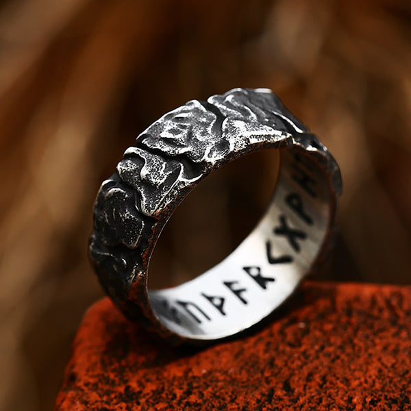Anillo de runas vikingas de acero inoxidable con diseño único vintage para hombres y mujeres