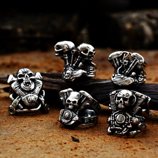 Anillo de motor de motocicleta Punk Cool Man para hombre
