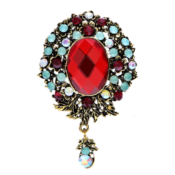 Round Retro Vintage Water-drop Style Brooches For Women