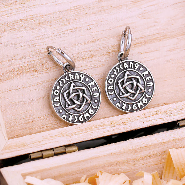 Pendientes vikingos de acero inoxidable 316L con runas de Odín para hombre