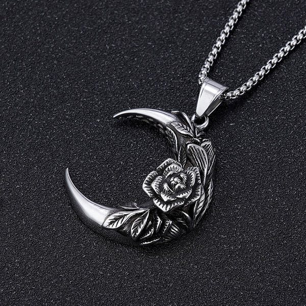 Collares colgantes de luna vintage de moda punk para hombres y mujeres